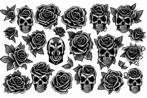 horse rose skull star tattoo idea
