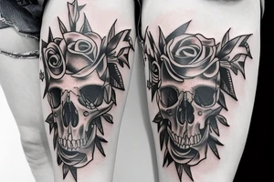 horse rose skull star tattoo idea