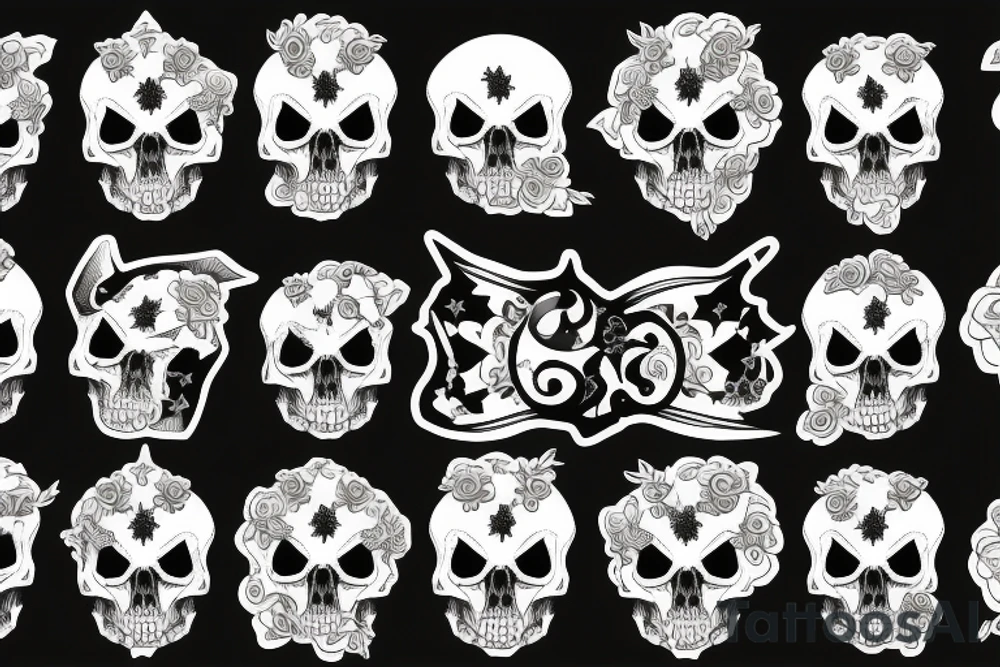 horse rose skull star tattoo idea