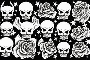 horse rose skull star tattoo idea