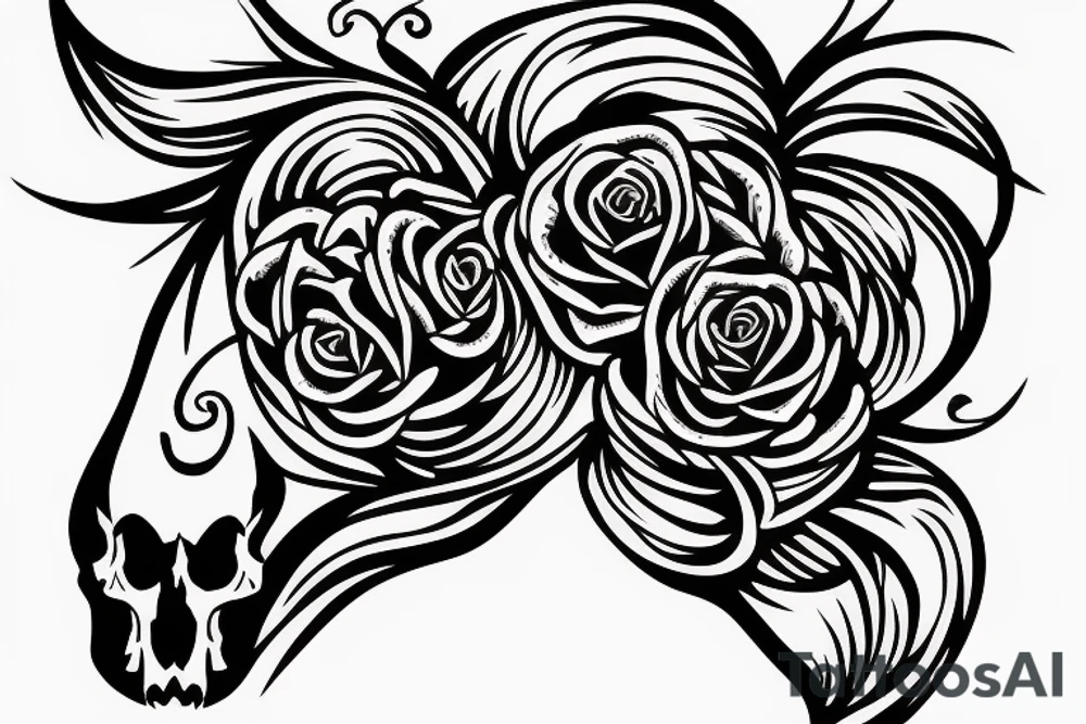 horse rose skull star tattoo idea