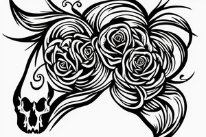 horse rose skull star tattoo idea