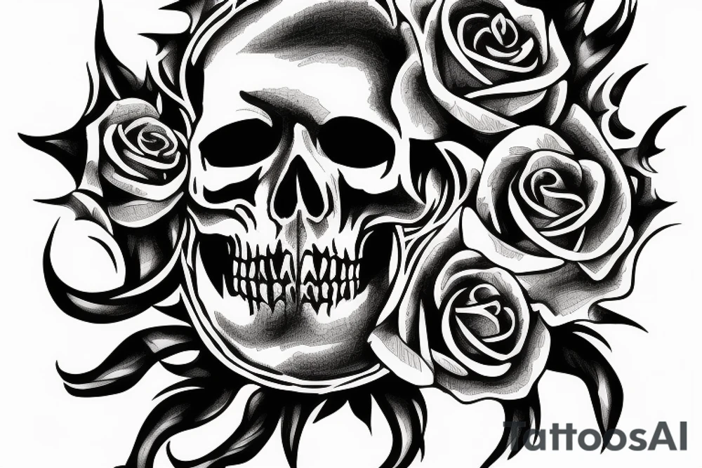 horse rose skull star tattoo idea
