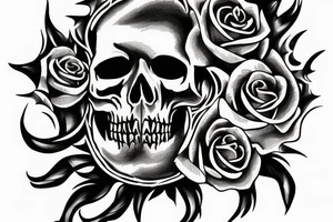 horse rose skull star tattoo idea