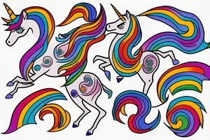 Unicorn running on the rainbow tattoo idea