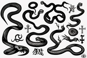 Snake around grave tattoo idea