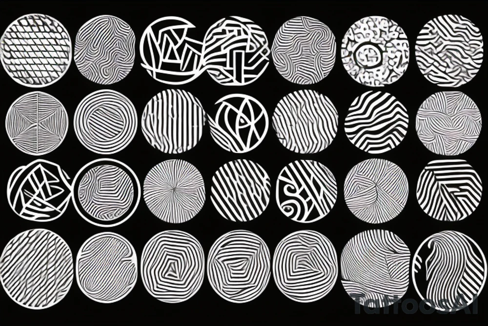 Lines solid circles open circles tattoo idea