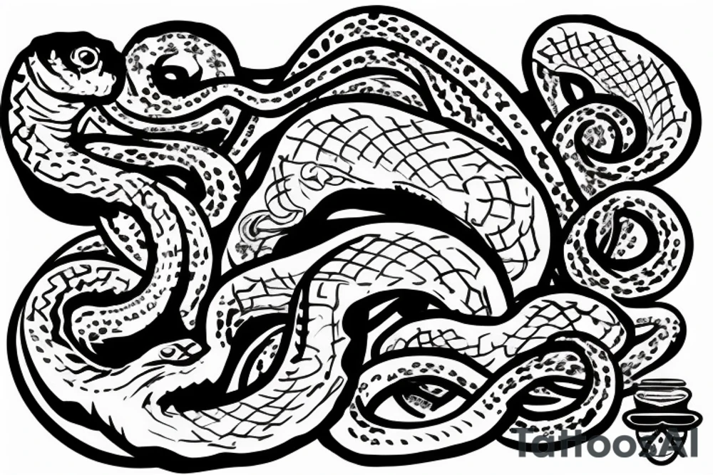 Snake around tombstone tattoo idea