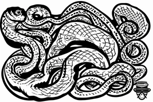 Snake around tombstone tattoo idea