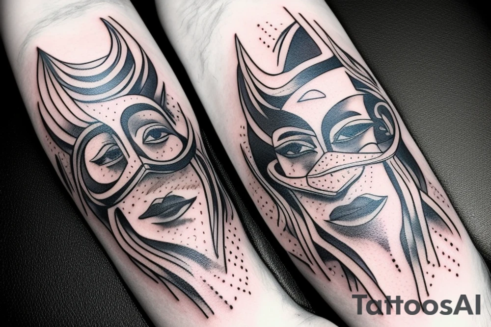 Hand Sleeve with a person wearing a smoke mask tattoo idea