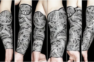 Hand Sleeve with a person wearing a smoke mask tattoo idea