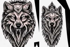 loin head bleeding with wolf head tattoo idea