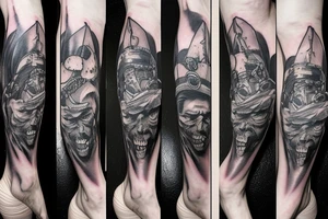 Scary Radiation Mask on Leg tattoo idea