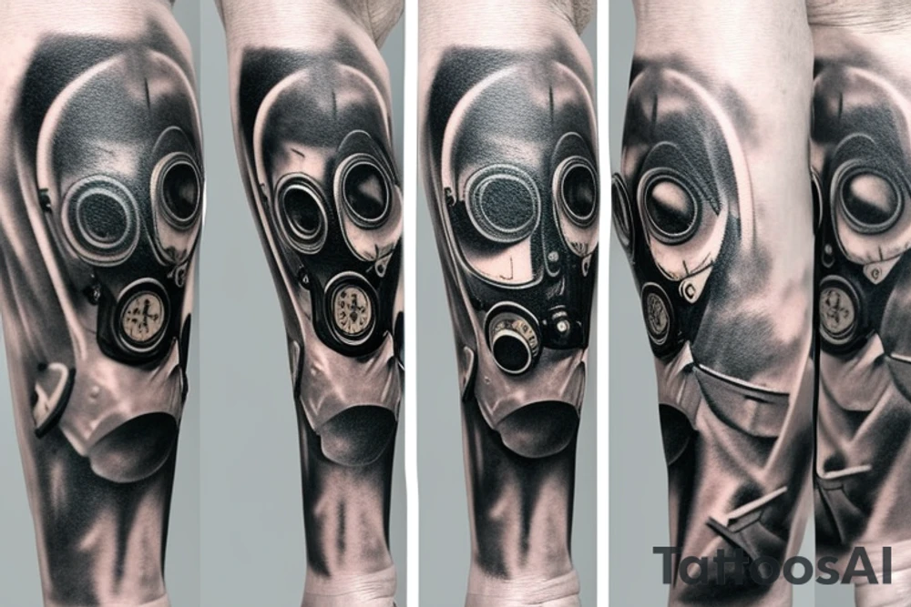 Scary Gas Mask on Leg tattoo idea