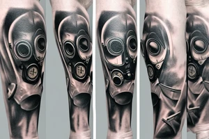 Scary Gas Mask on Leg tattoo idea