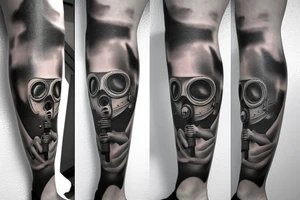 Scary Gas Mask on Leg tattoo idea