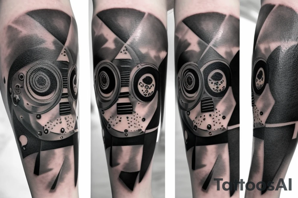 Dark Gas Mask on Leg tattoo idea