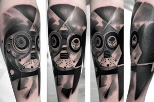 Dark Gas Mask on Leg tattoo idea