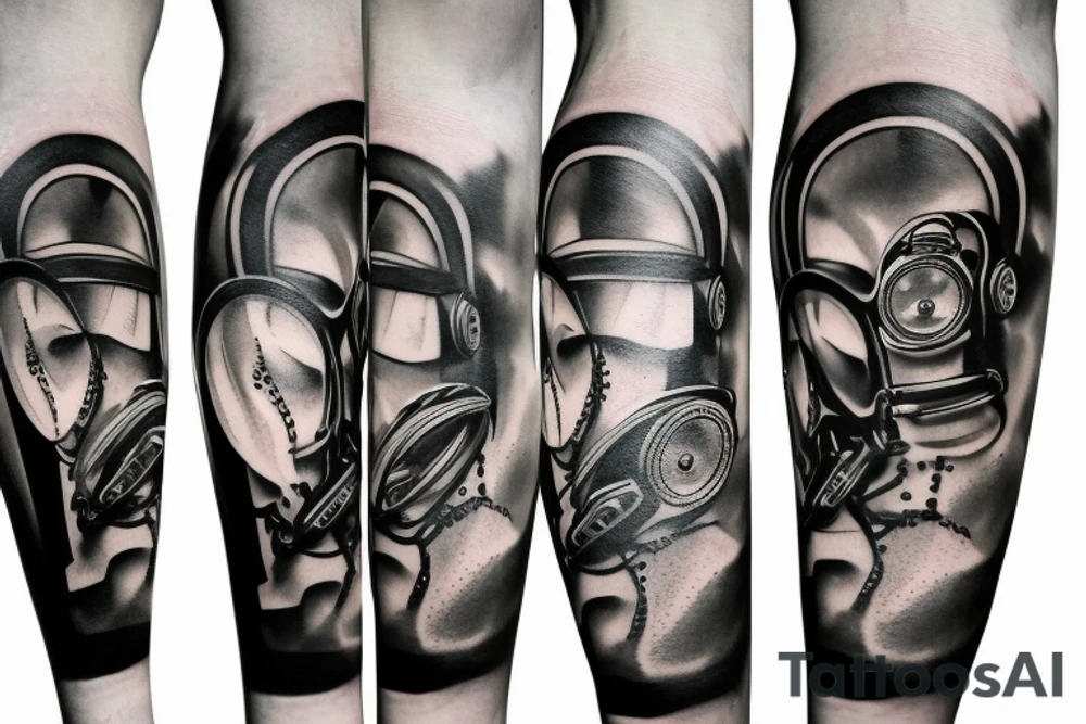 Dark Gas Mask on Leg tattoo idea