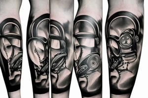 Dark Gas Mask on Leg tattoo idea