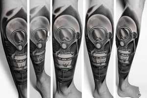 Dark Gas Mask on Leg tattoo idea
