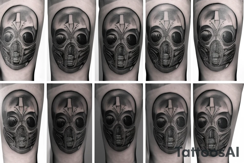 Dark Gas Mask on Leg tattoo idea