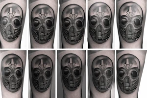 Dark Gas Mask on Leg tattoo idea