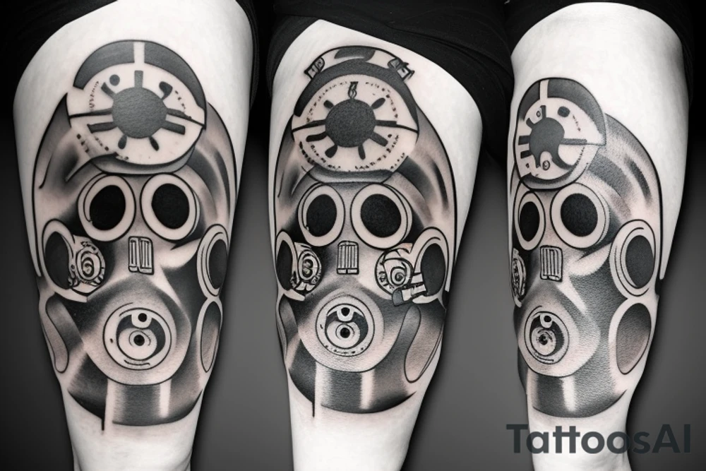 Dark Gas Mask on Leg tattoo idea