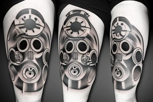 Dark Gas Mask on Leg tattoo idea