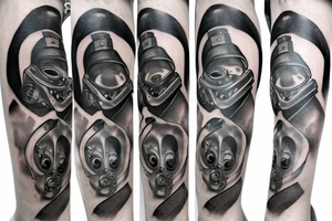 Dark Gas Mask on Leg tattoo idea