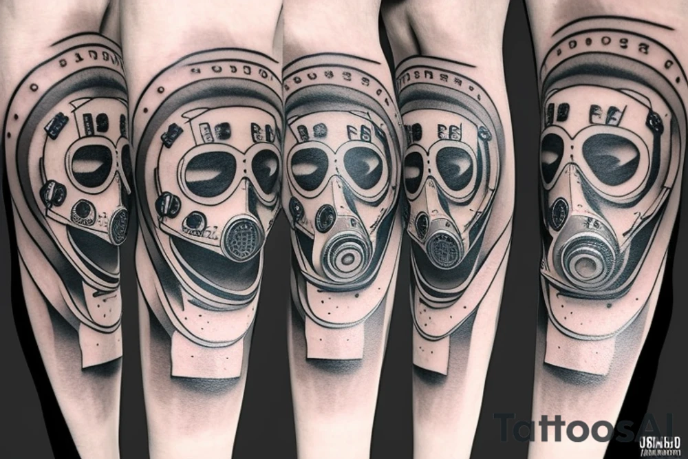 Dark Gas Mask on Leg tattoo idea