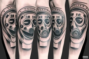 Dark Gas Mask on Leg tattoo idea
