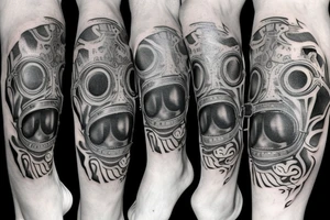Dark Gas Mask on Leg tattoo idea