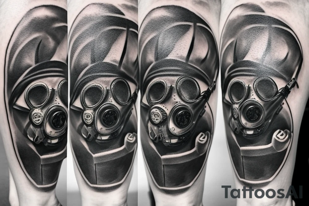Dark Gas Mask on Leg tattoo idea