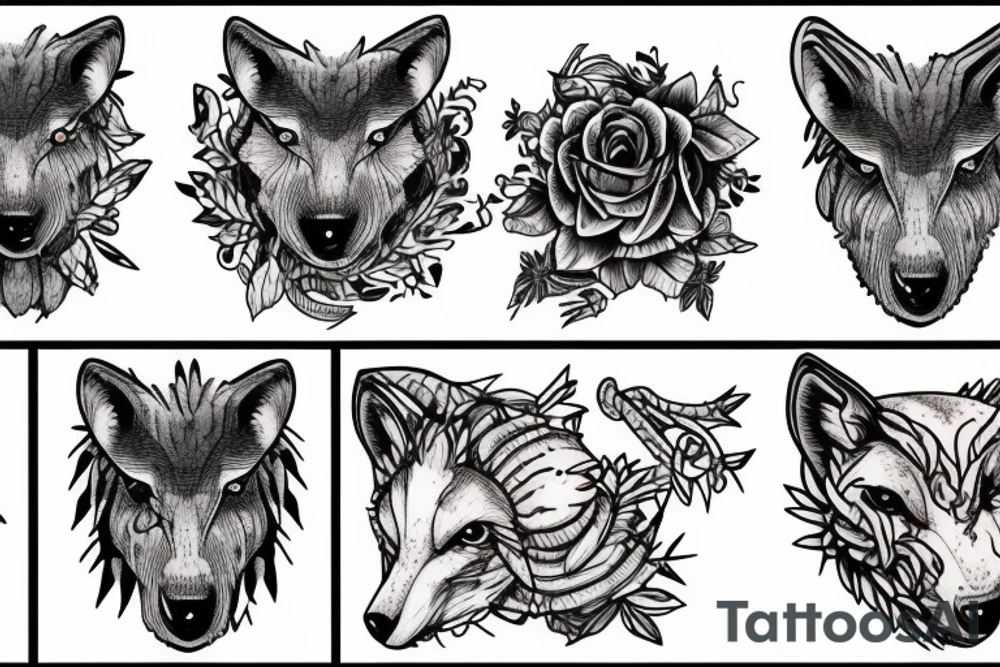 a sheep in draped with the flayed skin of a wolf tattoo idea