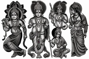 Hindu gods sleeve tattoo idea