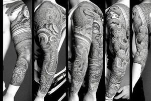 Many Hindu gods sleeve tattoo idea