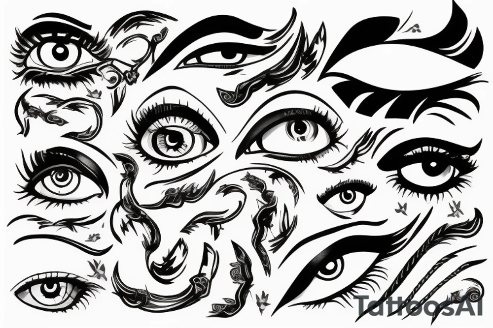 eyes with lightnings underneath tattoo idea
