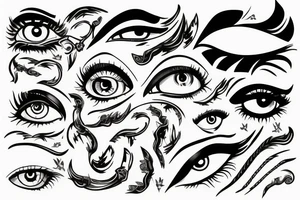 eyes with lightnings underneath tattoo idea