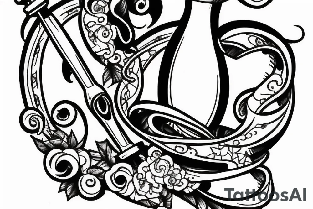 Hourglass with two scythe at the bottom tattoo idea