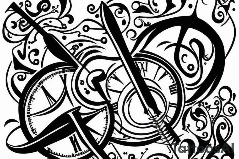 Hourglass with two scythe at the bottom tattoo idea
