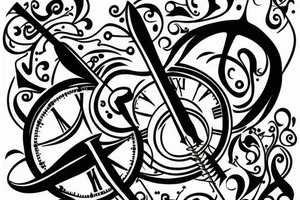 Hourglass with two scythe at the bottom tattoo idea