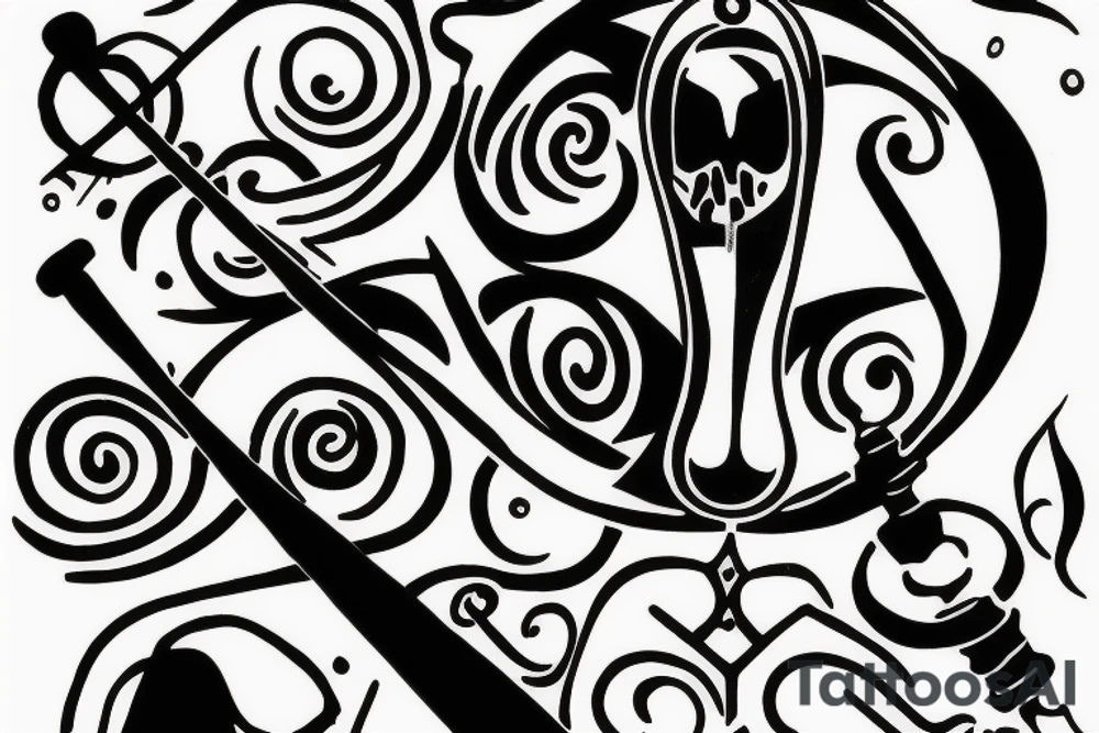Hourglass with two scythe at the bottom tattoo idea