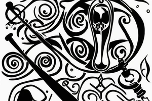 Hourglass with two scythe at the bottom tattoo idea