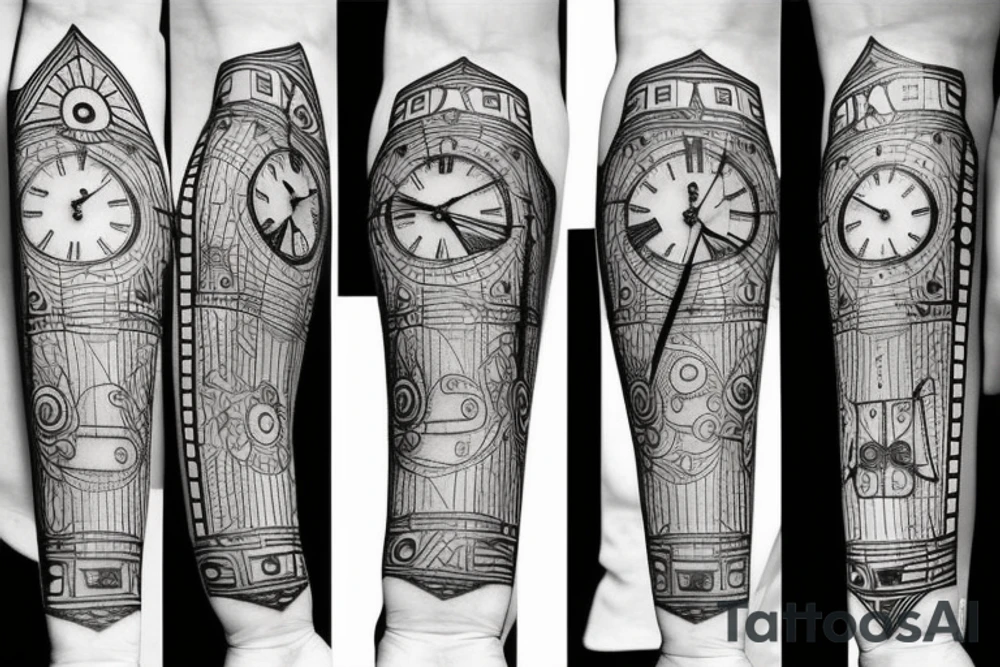 Hourglass with a clock inside tattoo idea