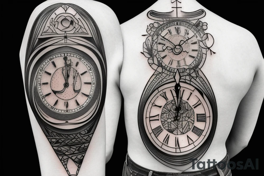 Hourglass with a clock inside tattoo idea
