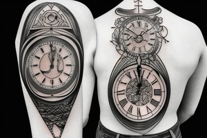Hourglass with a clock inside tattoo idea