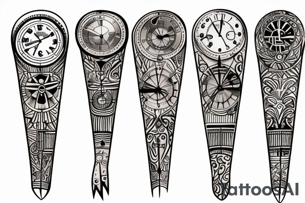 Hourglass with a clock inside tattoo idea