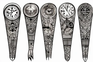 Hourglass with a clock inside tattoo idea