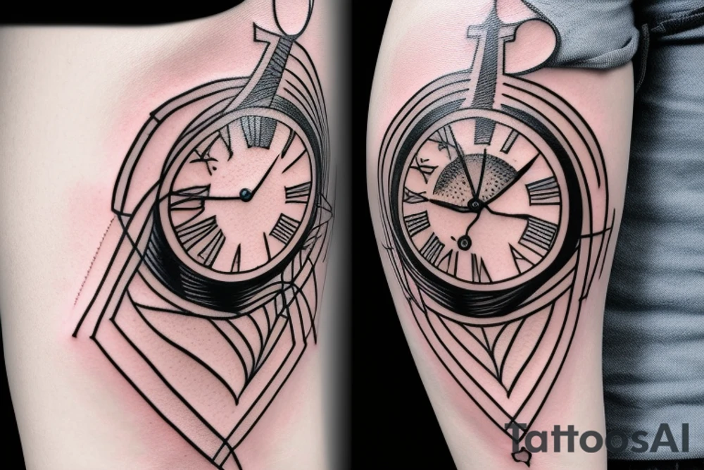 Hourglass with a clock inside tattoo idea